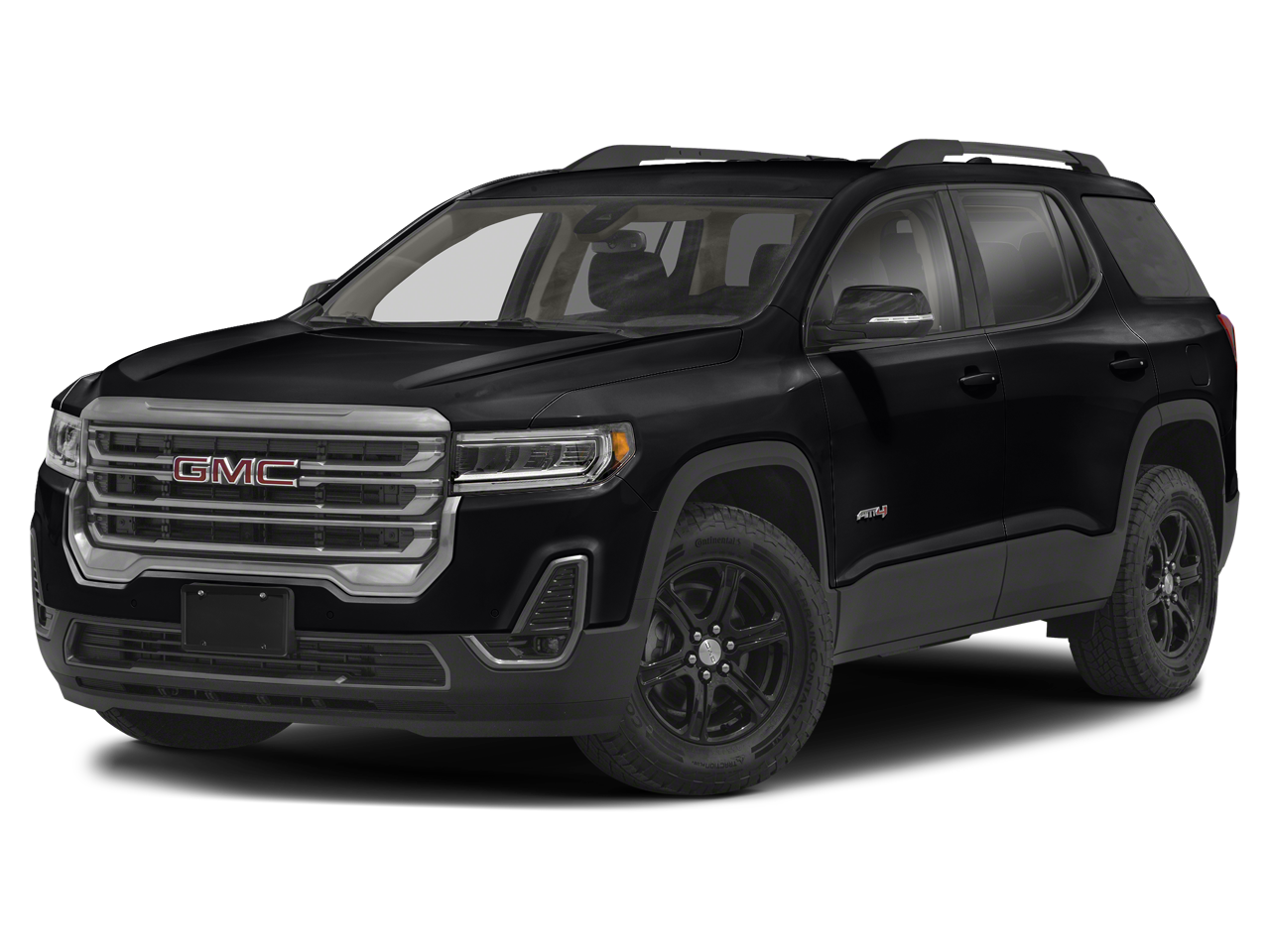 2022 GMC Acadia AT4 in Ebony Twilight Metallic — front three-quarter view
